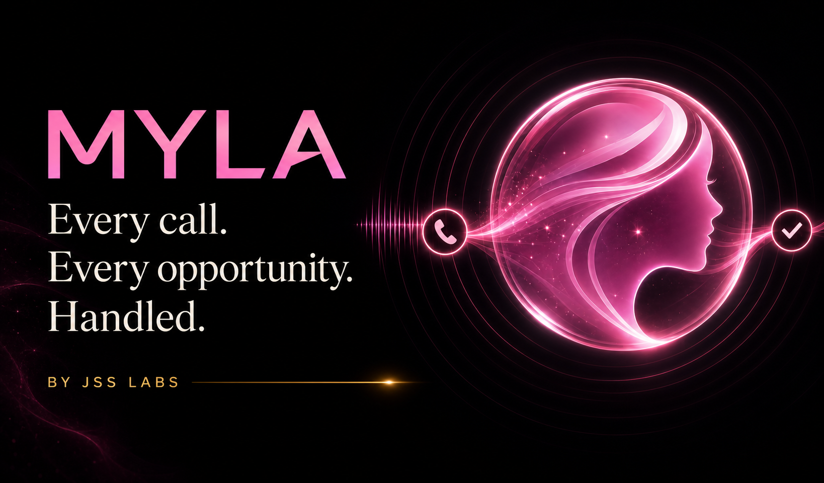 Myla campaign artwork: Every call. Every opportunity. Handled.